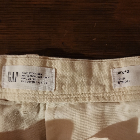 GAP Cream Linen-Blend Slim Pants - Picture 2 of 5